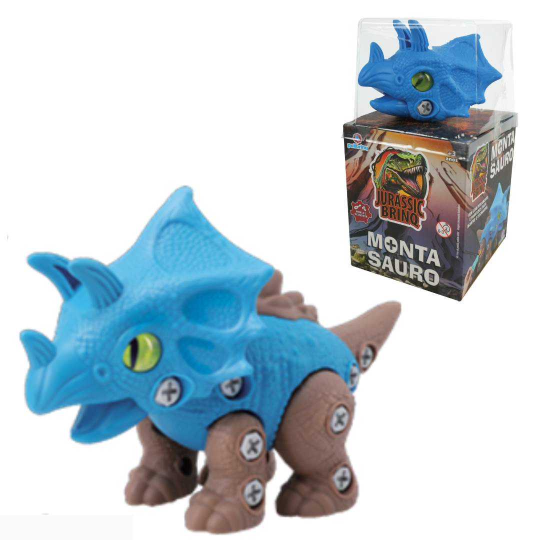Dinossauro Monta Desmonta Azul Escuro Ferramenta e Parafuso