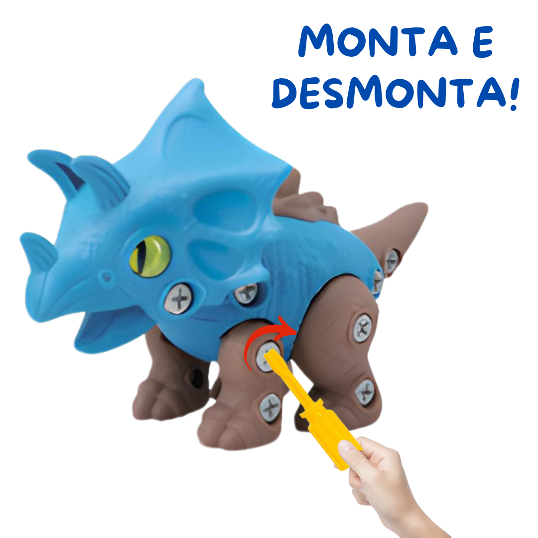 Dinossauro Monta Desmonta Azul Escuro Ferramenta e Parafuso - Imagem 2