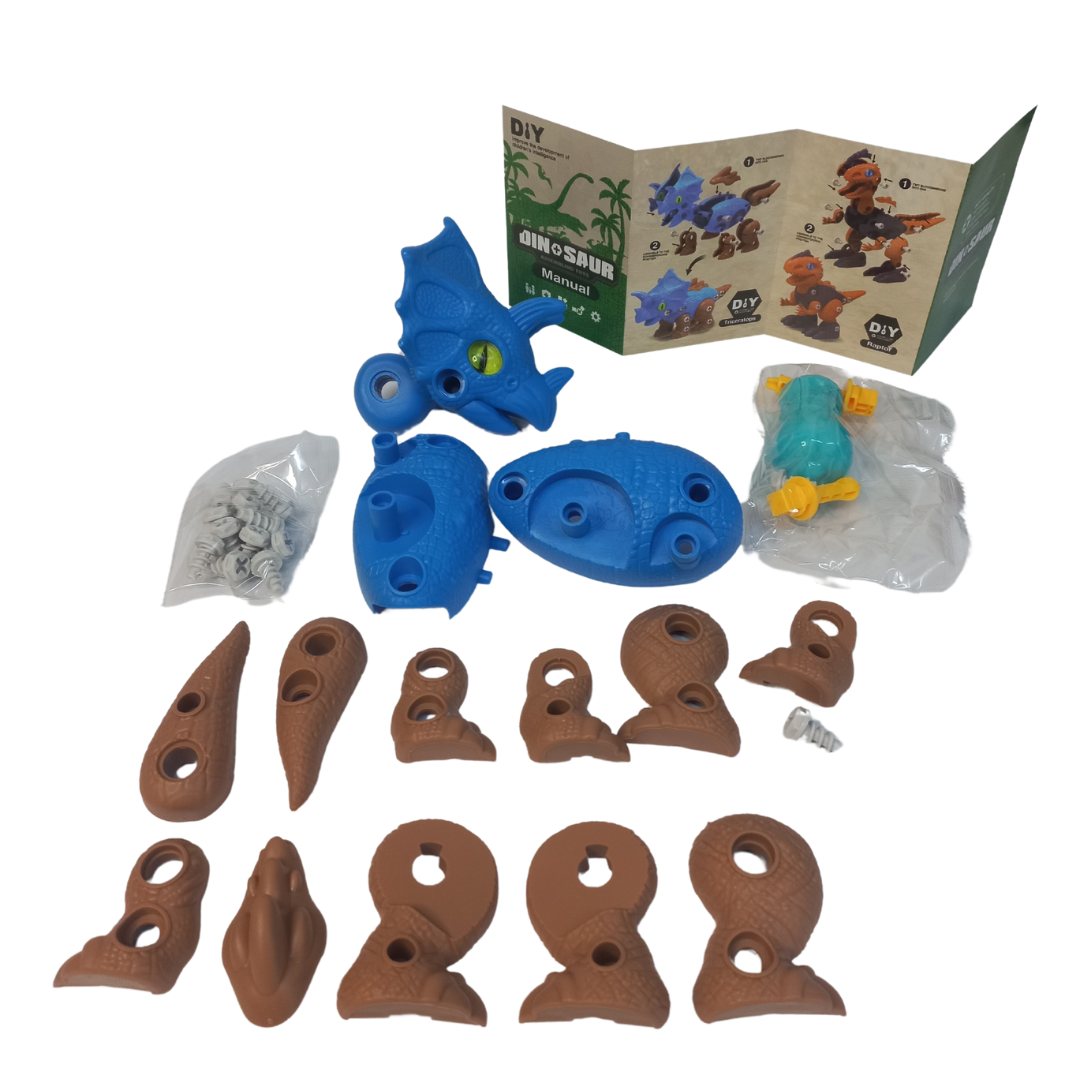 Dinossauro Monta Desmonta Azul Escuro Ferramenta e Parafuso - Imagem 4
