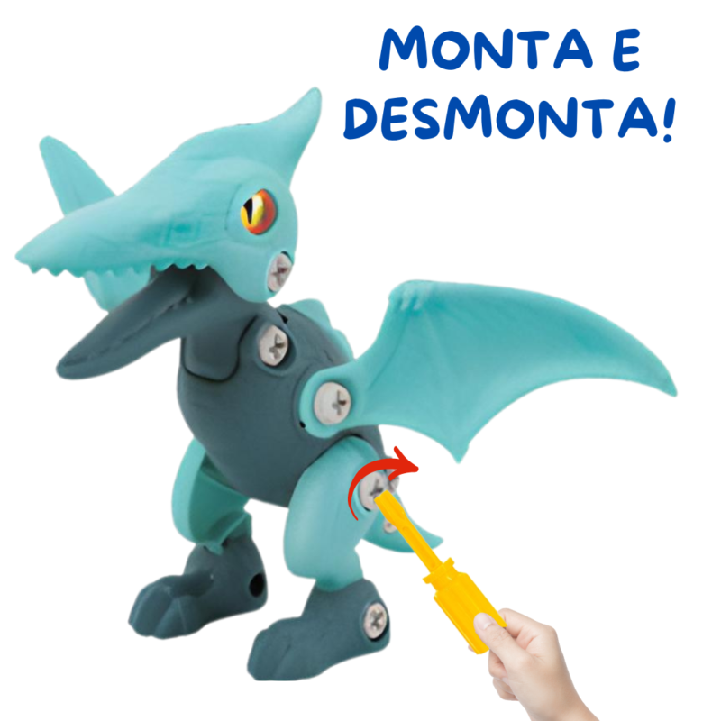 Dinossauro Monta e Desmonta Azul Claro Ferramenta e Parafuso - Image 2